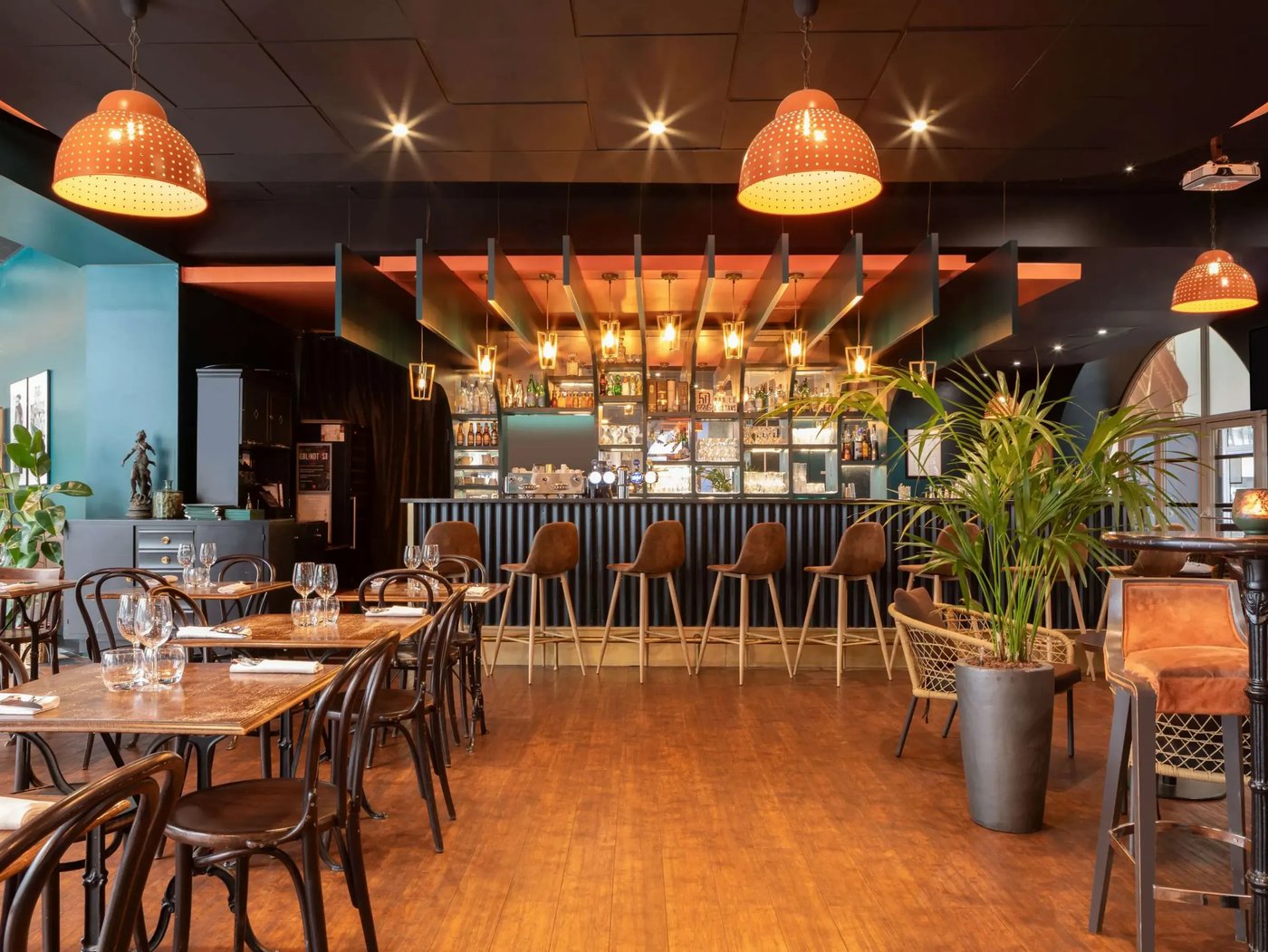 Hotel restaurant with elegant table settings
